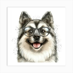 Husky Dog With Glasses 5 Art Print