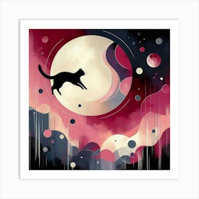 Cat In The Moonlight Art Print