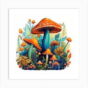 Mushrooms In The Forest 64 Art Print