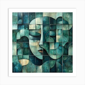 Woman'S Face Abstract Cubism Art Print