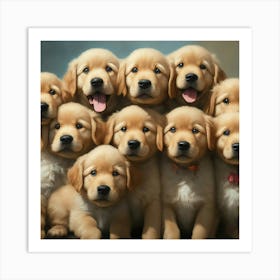 Golden Retriever Puppies Art Print