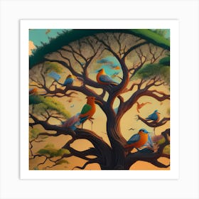 Birds In The Tree 5 Art Print