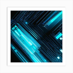 Abstract Blue Light Art Print