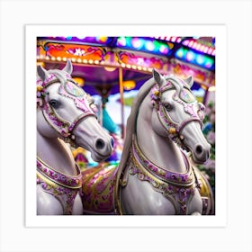 Carousel Horses 2 Art Print