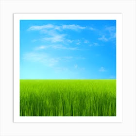 Green Grass A Blue Sky And A Background Of Calm Colors Suitable As A Wall Painting With Beautifu (8) Art Print