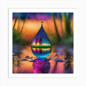 Water Drop Reflection Art Print