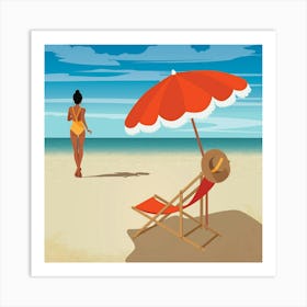 Woman On The Beach 3 Art Print