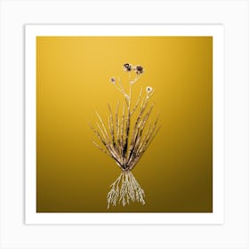 Gold Botanical Blue Corn Lily on Mango Yellow n.0631 Art Print