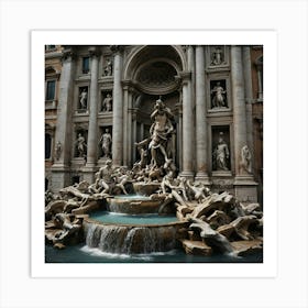 Dark And Moody Trevi Fountain 1 Art Print