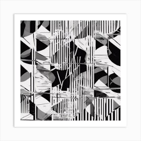 Abstract Geometric Patterns In Monochrome 5 Art Print