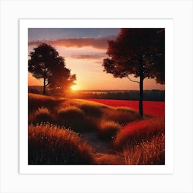 Sunset In A Field 4 Art Print