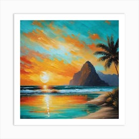 Sunset At The Beach 755 Art Print