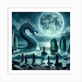 Moonlit Covenant: The Serpent's Embrace. Art Print