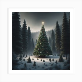 Christmas Tree In The Forest 2 Art Print