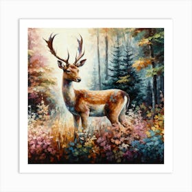 Deer In The Forest 1 Art Print