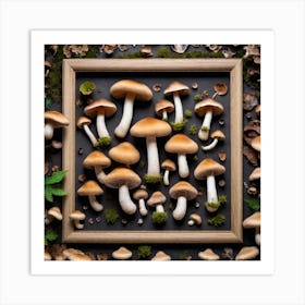 Mushrooms In A Frame 4 Art Print