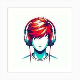 Boy With Headphones 1 Art Print