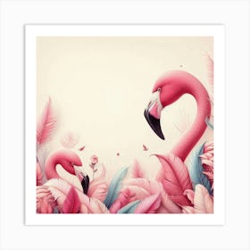 Pink Flamingos Art Print