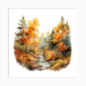 Watercolor Of Autumn Forest 8 Art Print