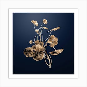 Gold Botanical Monks Cress on Midnight Navy n.1104 Art Print