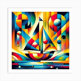 Geometric Art Sailboat 1 Art Print