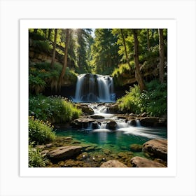 Waterfall In The Forest 94 Art Print