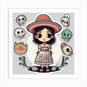 Mexico Sticker 2d Cute Fantasy Dreamy Vector Illustration 2d Flat Centered By Tim Burton Pr (35) Art Print