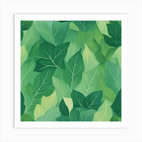 Seamless Pattern Of Green Leaves Art Print