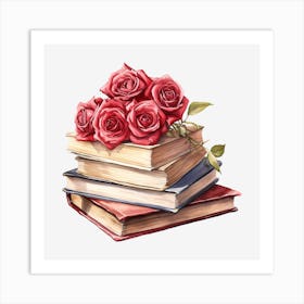 Roses On Books 17 Art Print