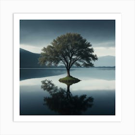 Lone Tree In Loch Ryan Art Print
