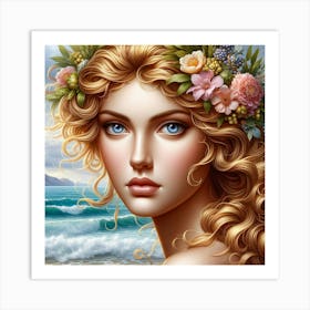 Beautiful Woman On The Beach 3 Art Print