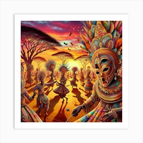 African Dancers wall art Art Print