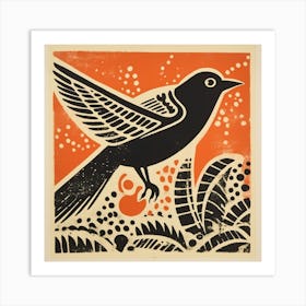 Retro Bird Lithograph Cuckoo 3 Art Print