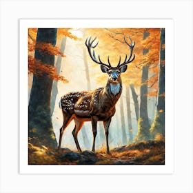 Deer In The Forest 131 Art Print