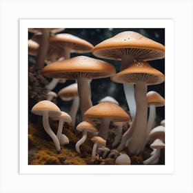 Moonlight mushrooms Art Print