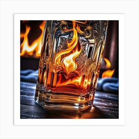 Whiskey Glass On Fire Art Print