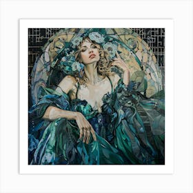 Woman In A Green Dress 5 Art Print