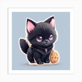 Cute Black Kitten Art Print