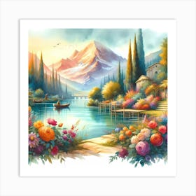 Lake By The Mountains Art Print