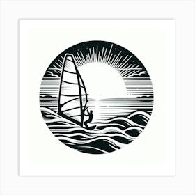 Line Art windsurfing 3 Art Print