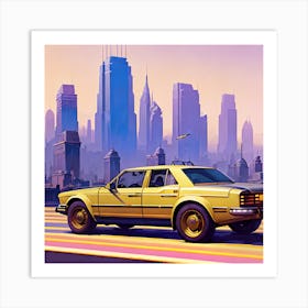 Yellow Car In The City Art Print