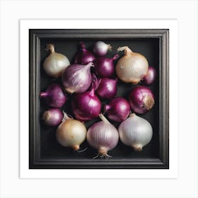 Onion Framed In A Black Frame Art Print