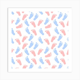 Baby Footprints Seamless Pattern Art Print