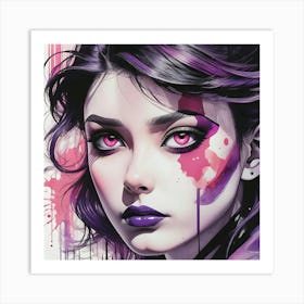 Girl With Purple Eyes Art Print