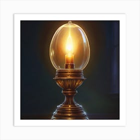 Lamp On A Table Art Print