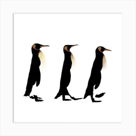 Penguin Trio White Series Square Art Print