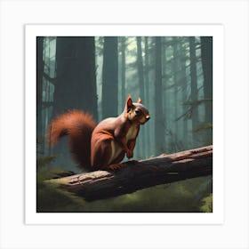 Red Squirrel In The Forest 55 Art Print