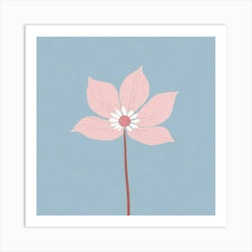 A White And Pink Flower In Minimalist Style Square Composition 438 Art Print