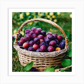 Plums In A Basket 2 Art Print