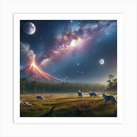 Wolf Galaxy Volcano 2 Art Print
